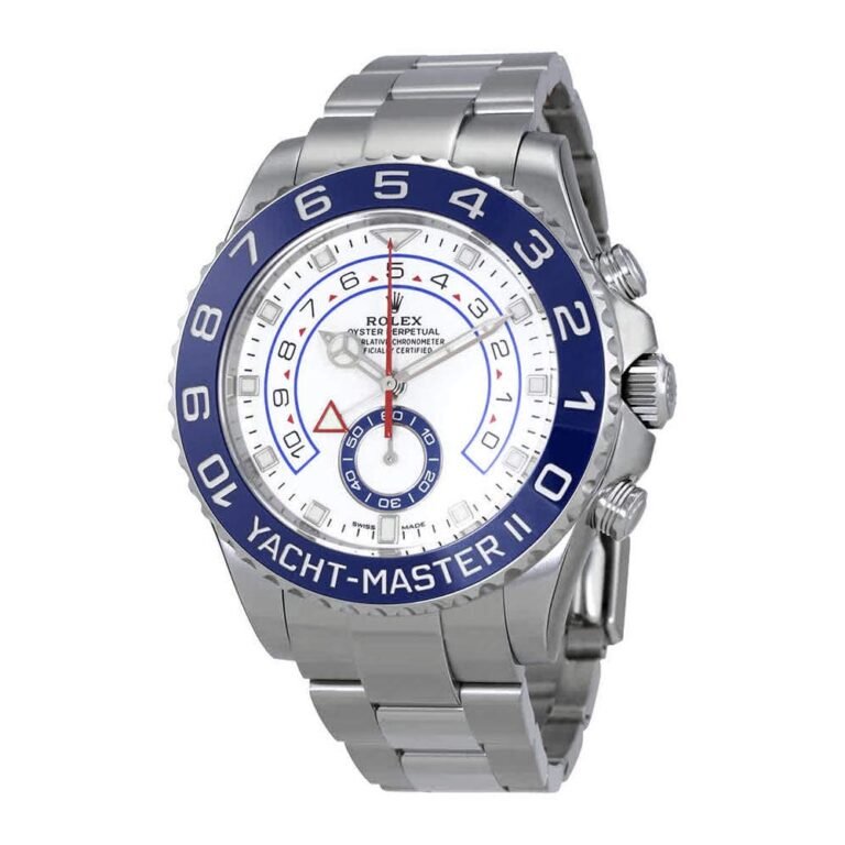 Rolex Yacht-Master II stainless steel watch with blue bezel and white face