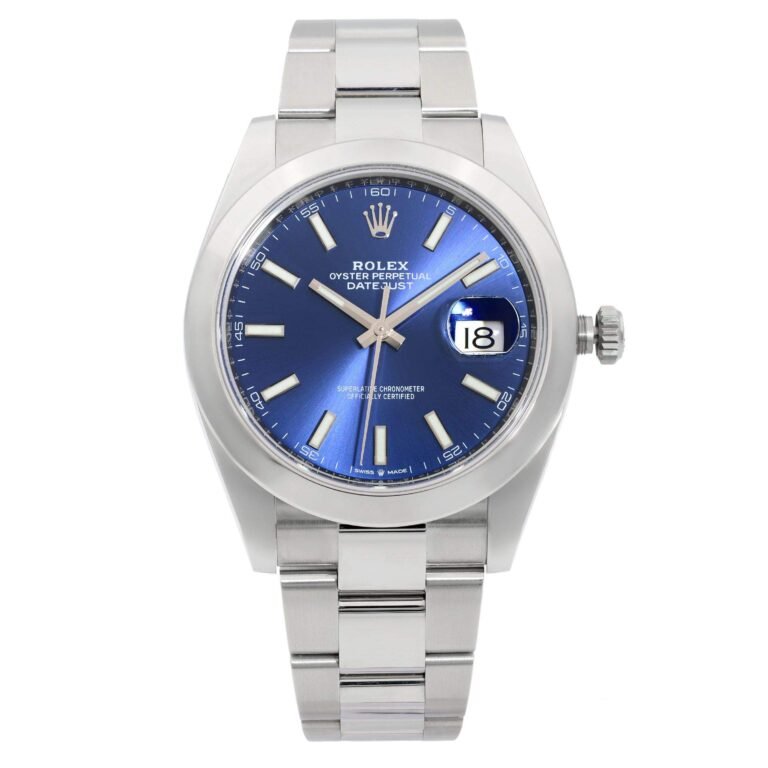 Rolex Oyster Perpetual Datejust watch with blue face and date display