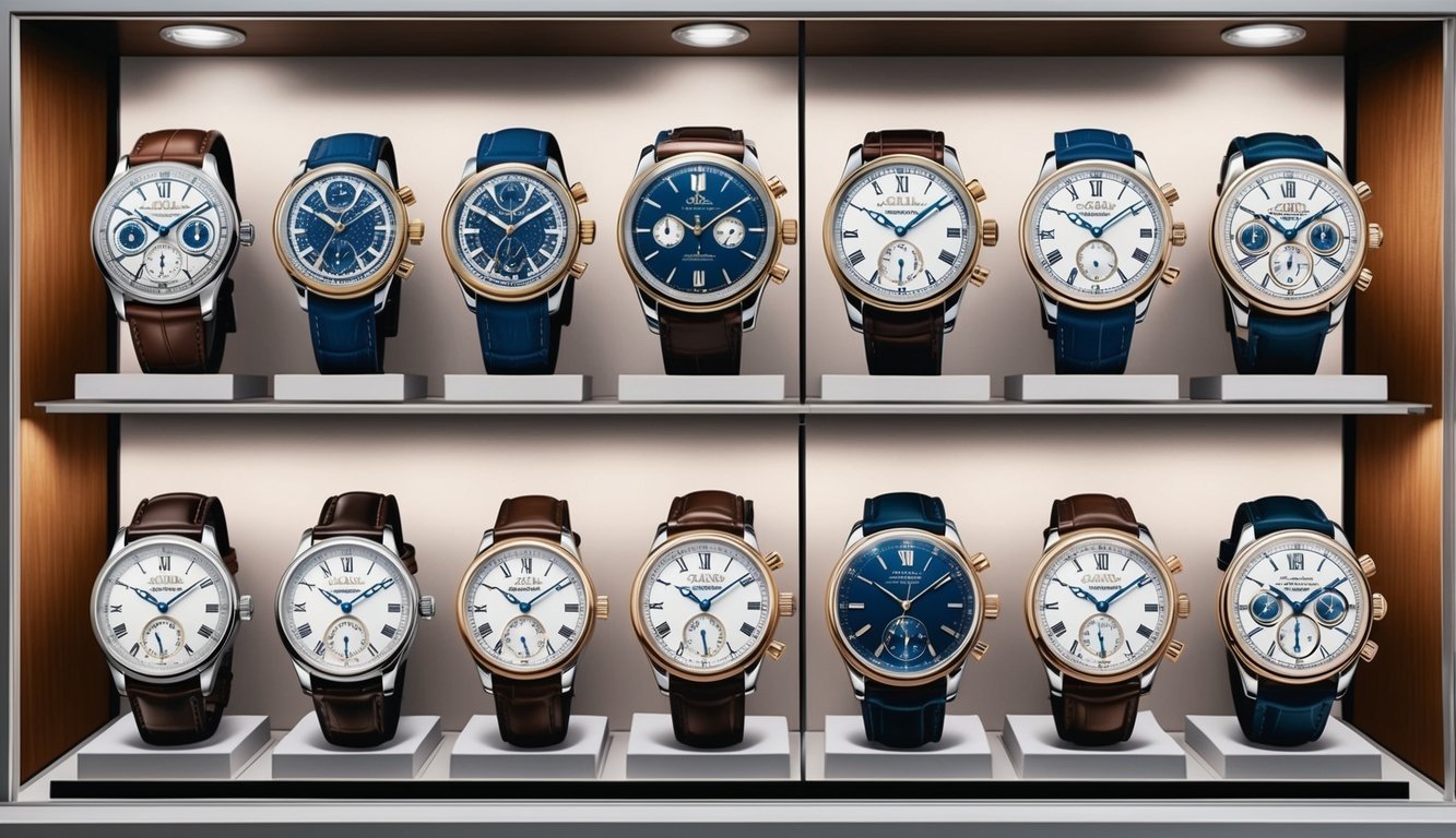 A display of 10 intricately designed and meticulously crafted watches, each showcasing the pinnacle of horological craftsmanship